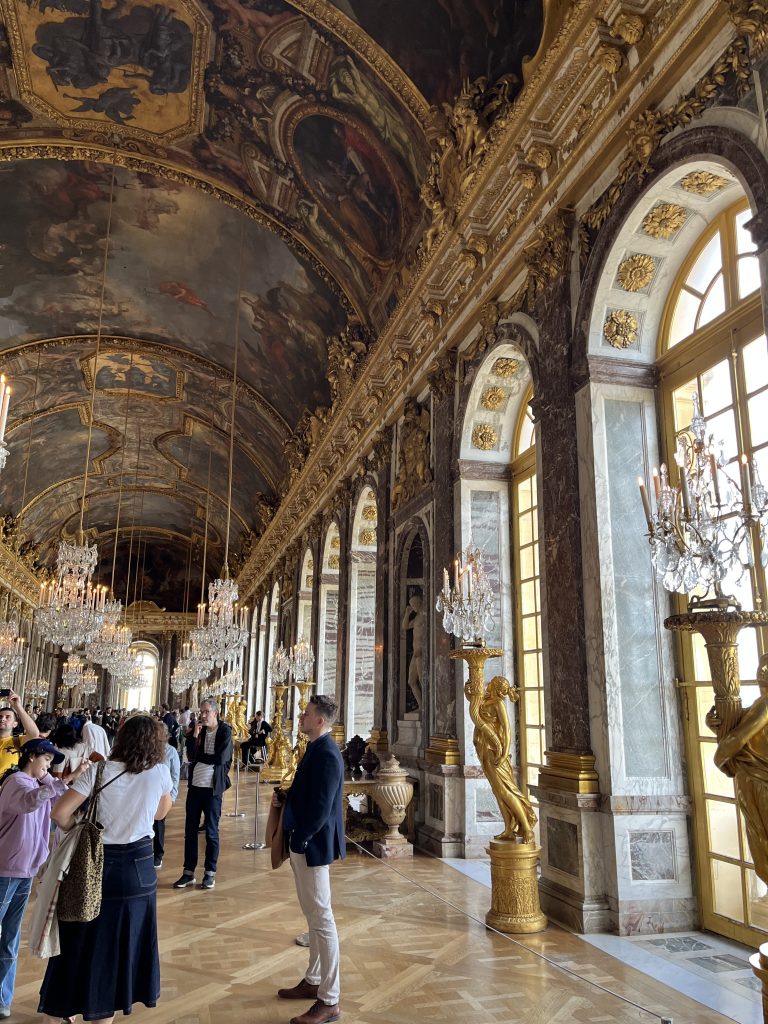 Interior of Hall of Mirrors, and bedroom at Versailles